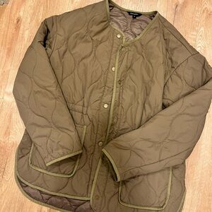 Brown Quilted Bomber Jacket